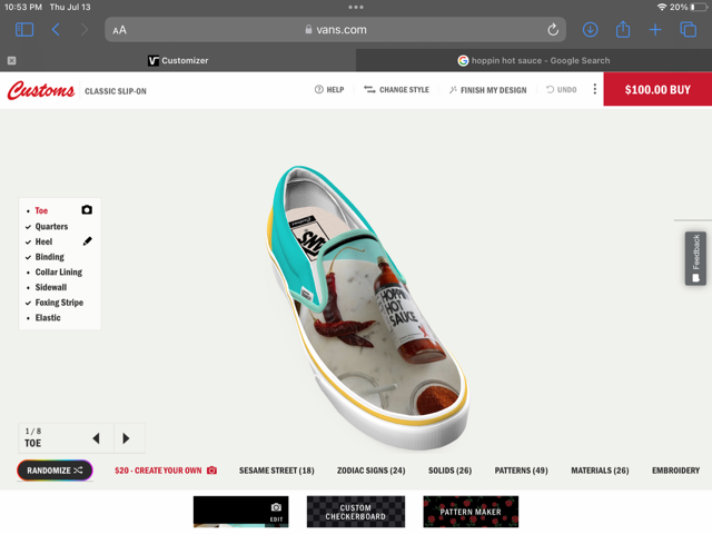 Custom Hoppin Hot Sauce vans